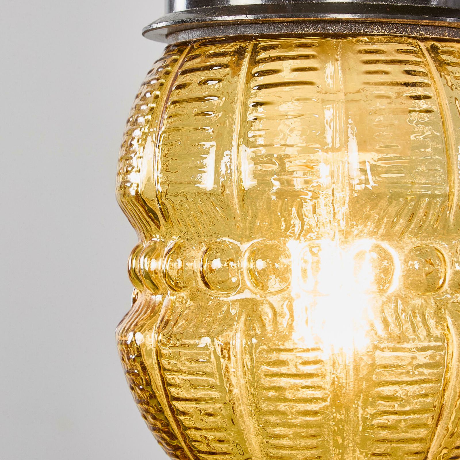 photo furniture 1950's New Old Stock Amber Barrel Pendant Lamps   Unique Pair