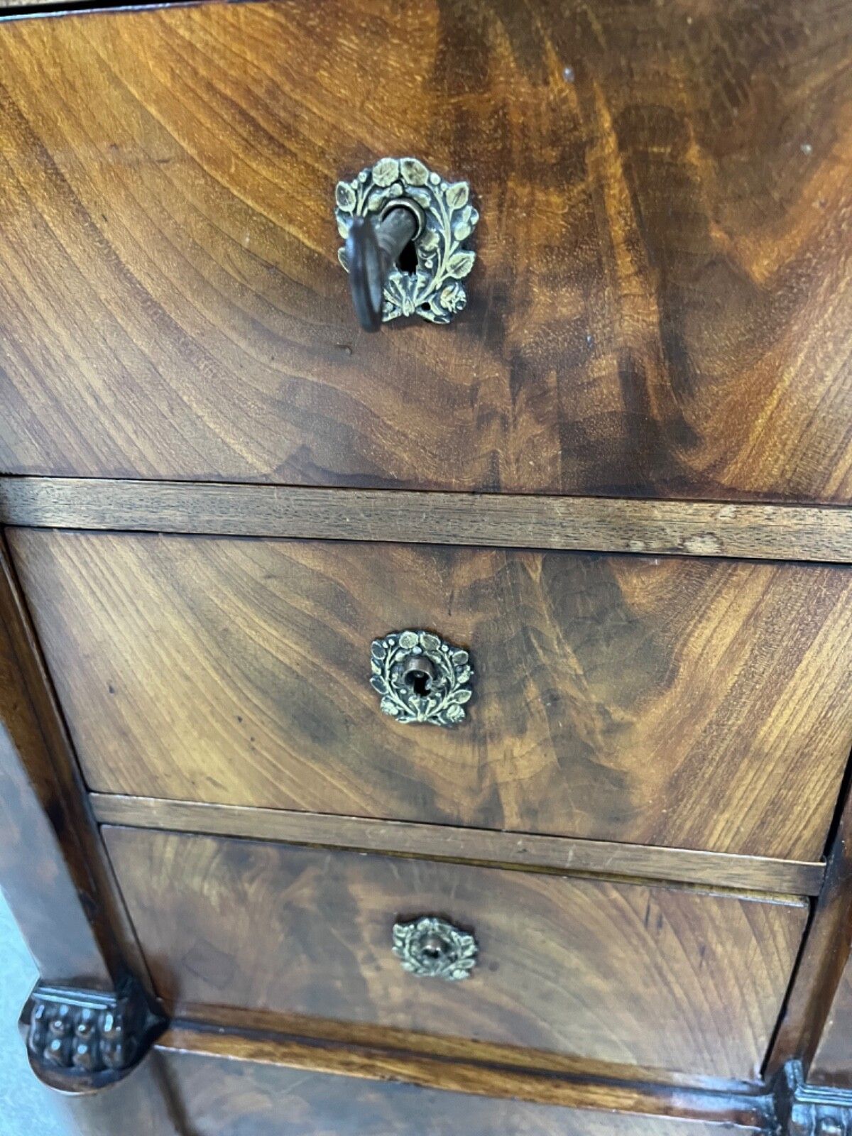 Antique Chest Of Drawers Egyptian Revival Antique Bedside Chest Marble Top photo for sale