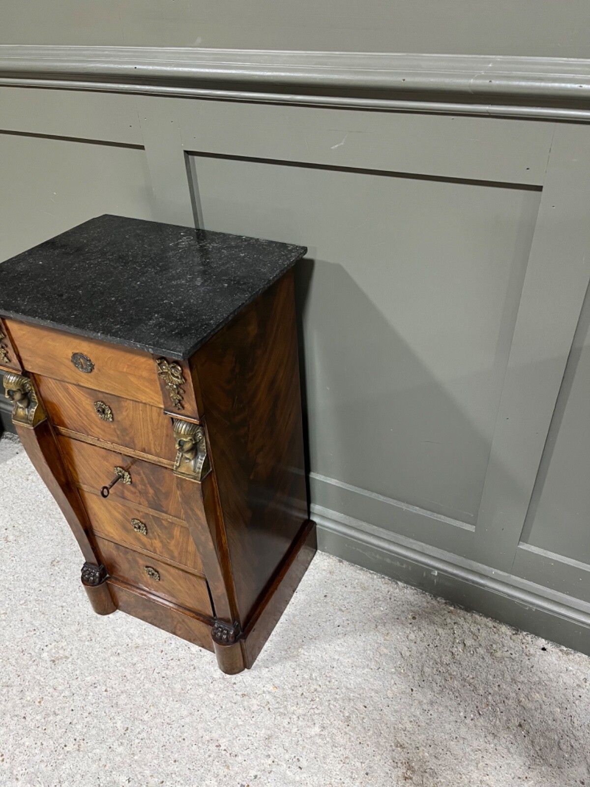 Antique Chest Of Drawers Egyptian Revival Antique Bedside Chest Marble Top photo vintage