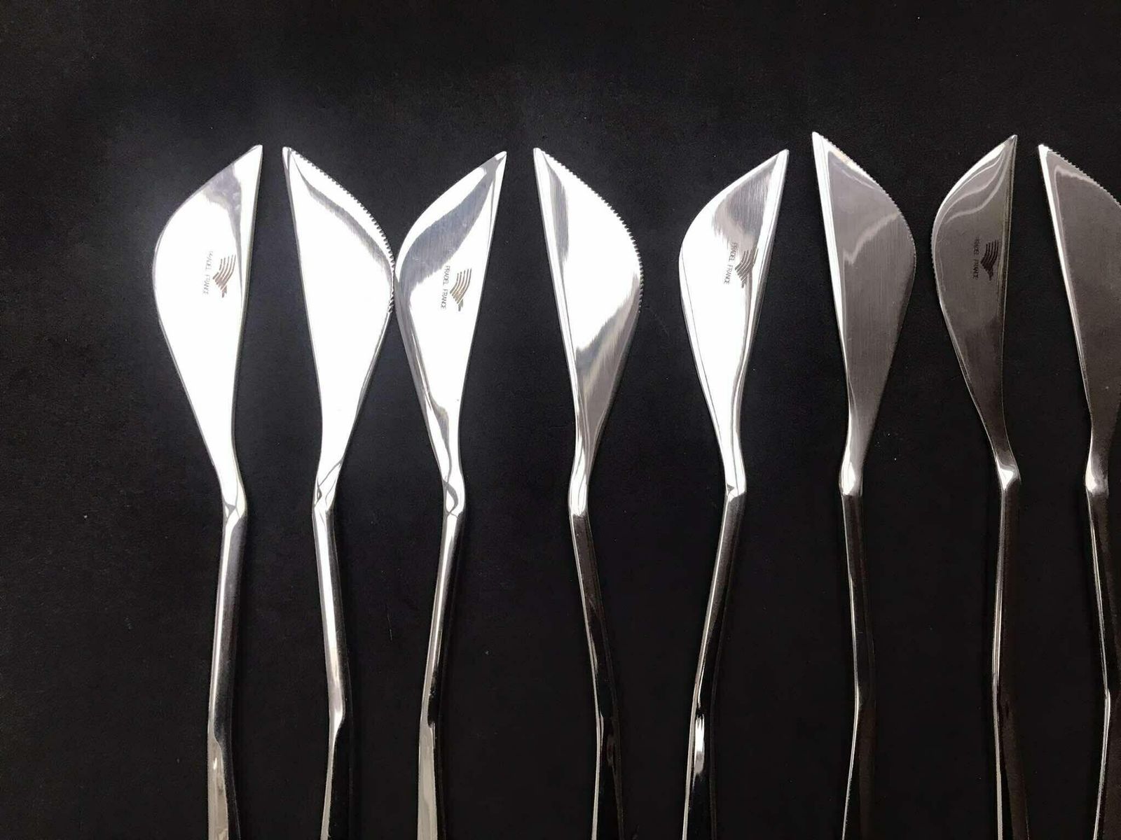 Modernist Set Flatware French Design Space Age Stainless Steel Modernist Design French Casual Lunch Gift Post Modern Vintage 12 Settings photo vintage
