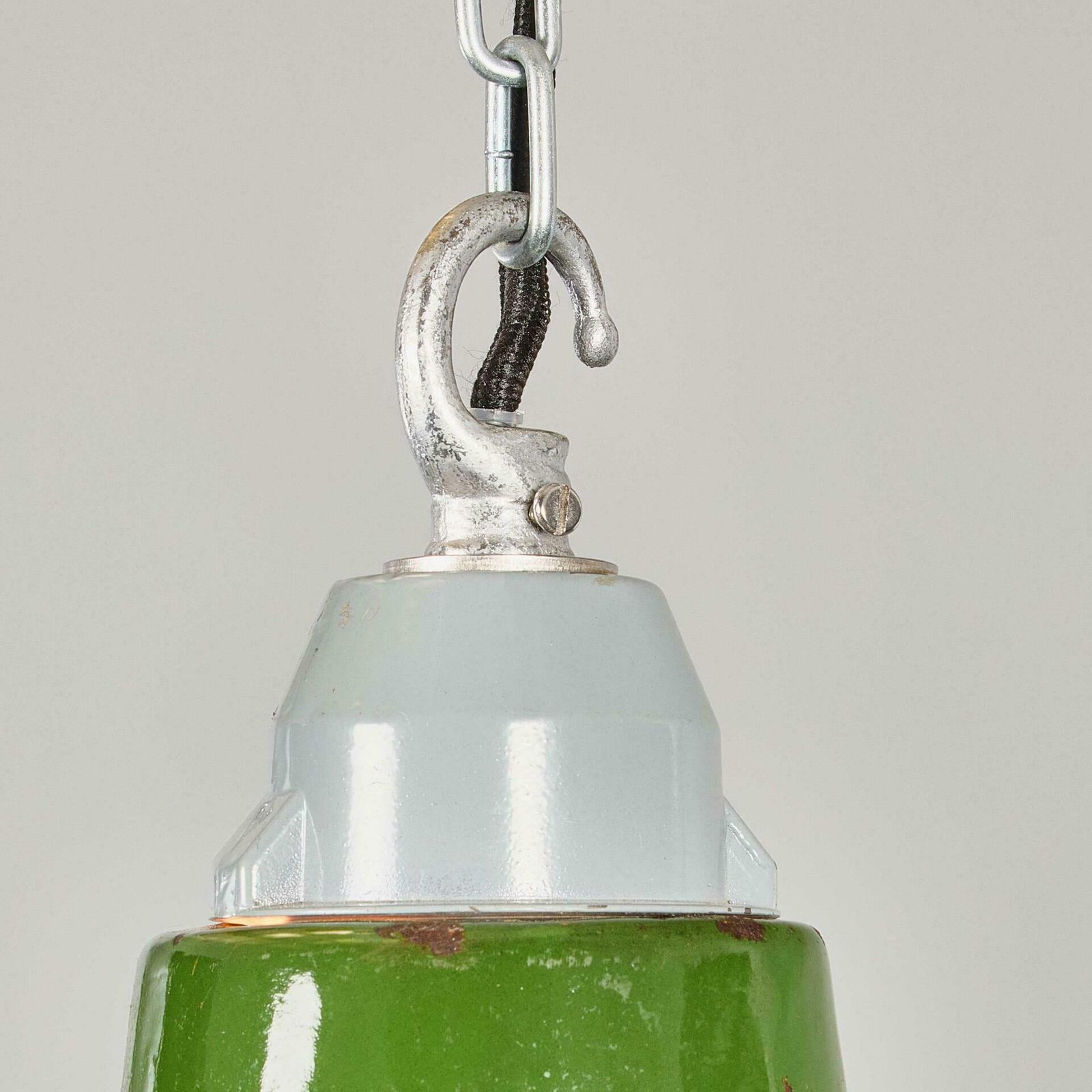 1960's Industrial Green Enamel Pendant Lamps photo vintage
