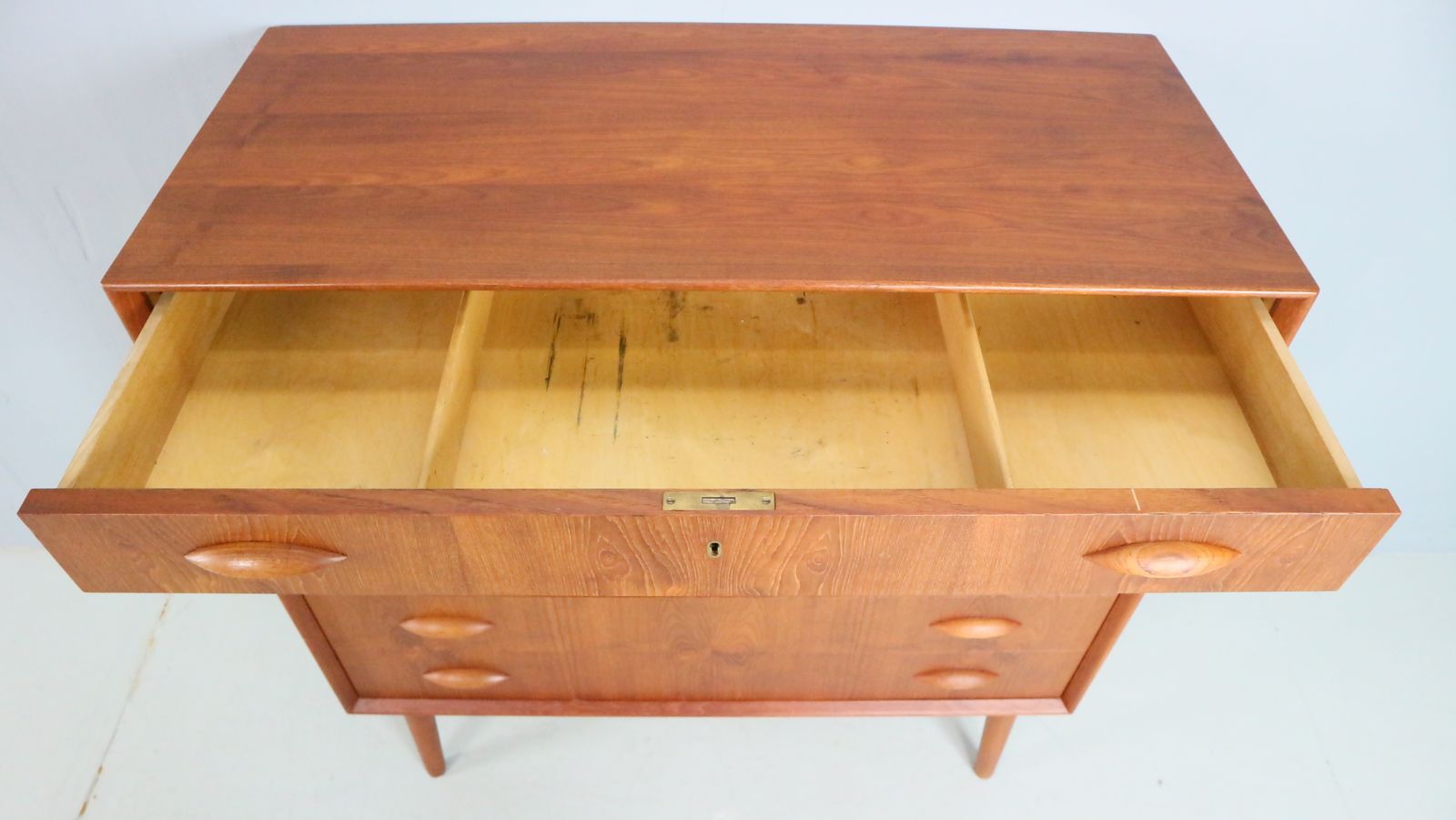 Mid Century Modern Danish Chest Of Six Drawers, Tallboy In Teak, Denmark, 1960 photo vinterior