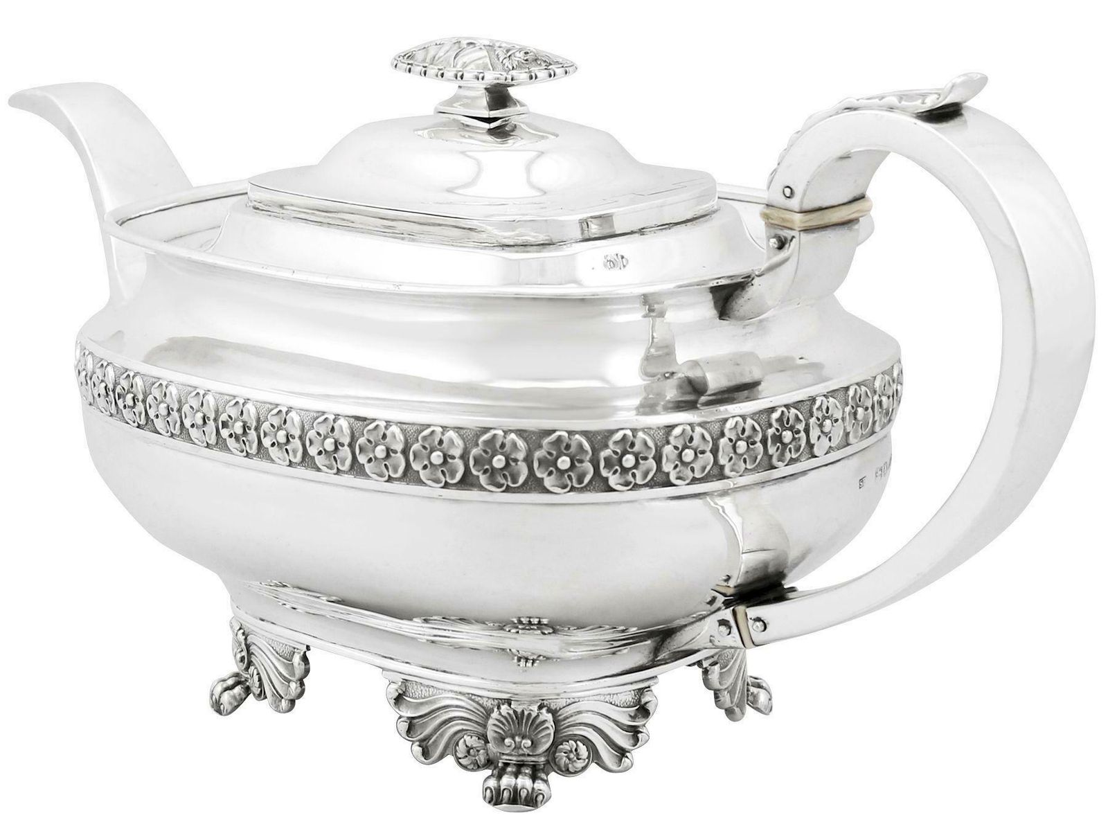 Antique English Sterling Silver Three Piece Tea Service In The Regency Style photo 3061.0