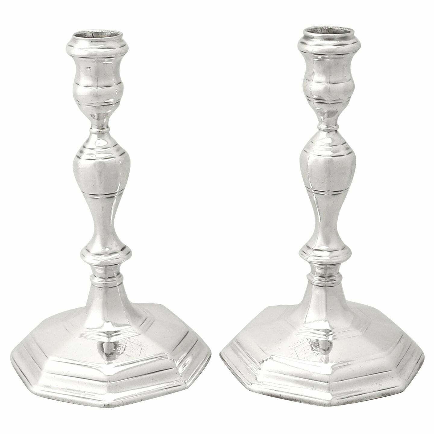 Antique Queen Anne Britannia Standard Silver Candle Holders