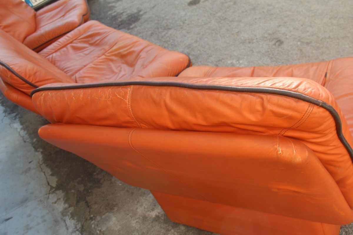 1800.0 Living Room Seat Italian Design 1980s Leather Particular Form Lev&Lev Production Mod. Gabbiano photo