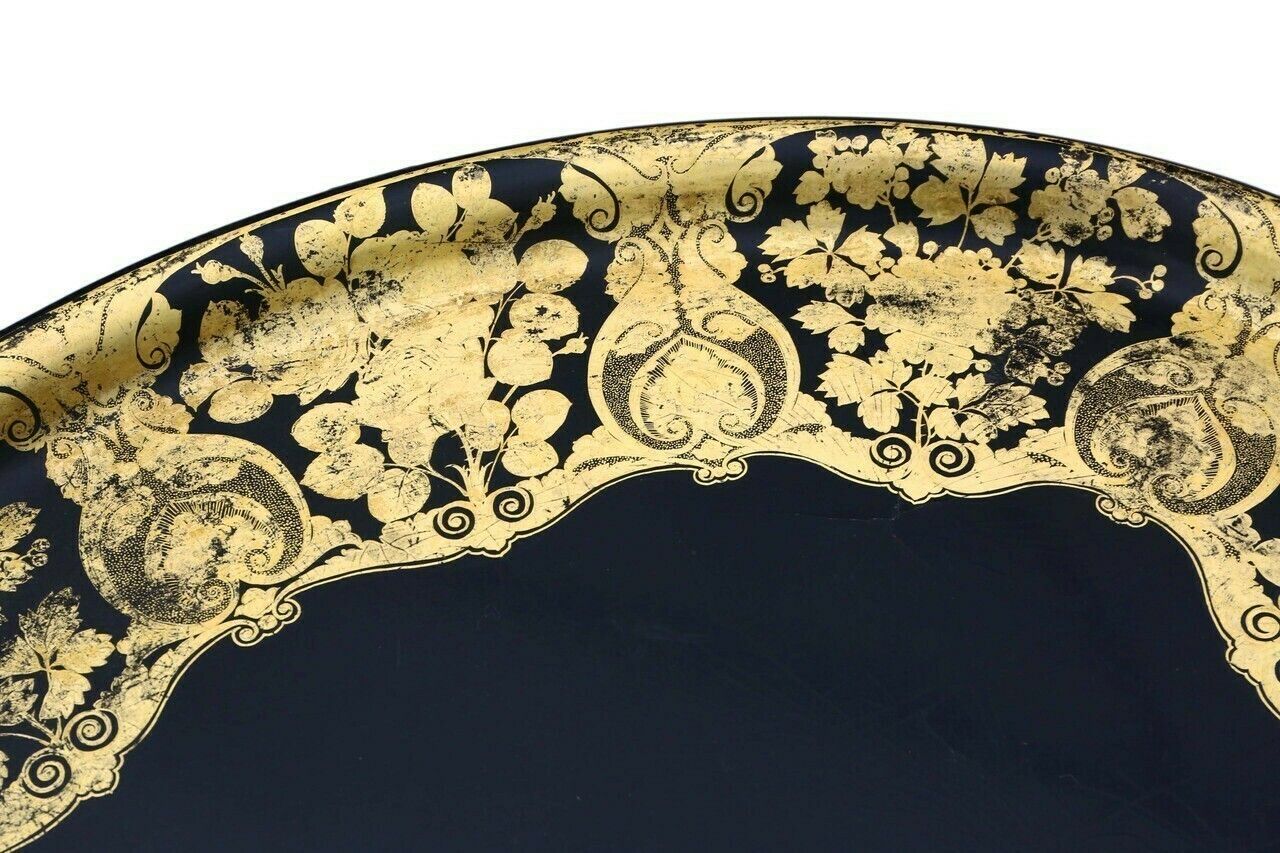 Victorian Decorated Black Lacquer Tray On Stand Coffee Table photo buy