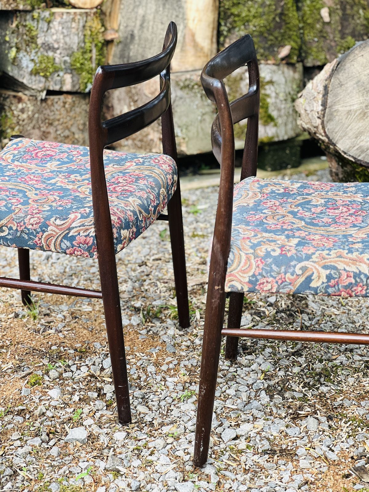 A Set Of Four Mid Century Chairs In Dark Wood photo buy