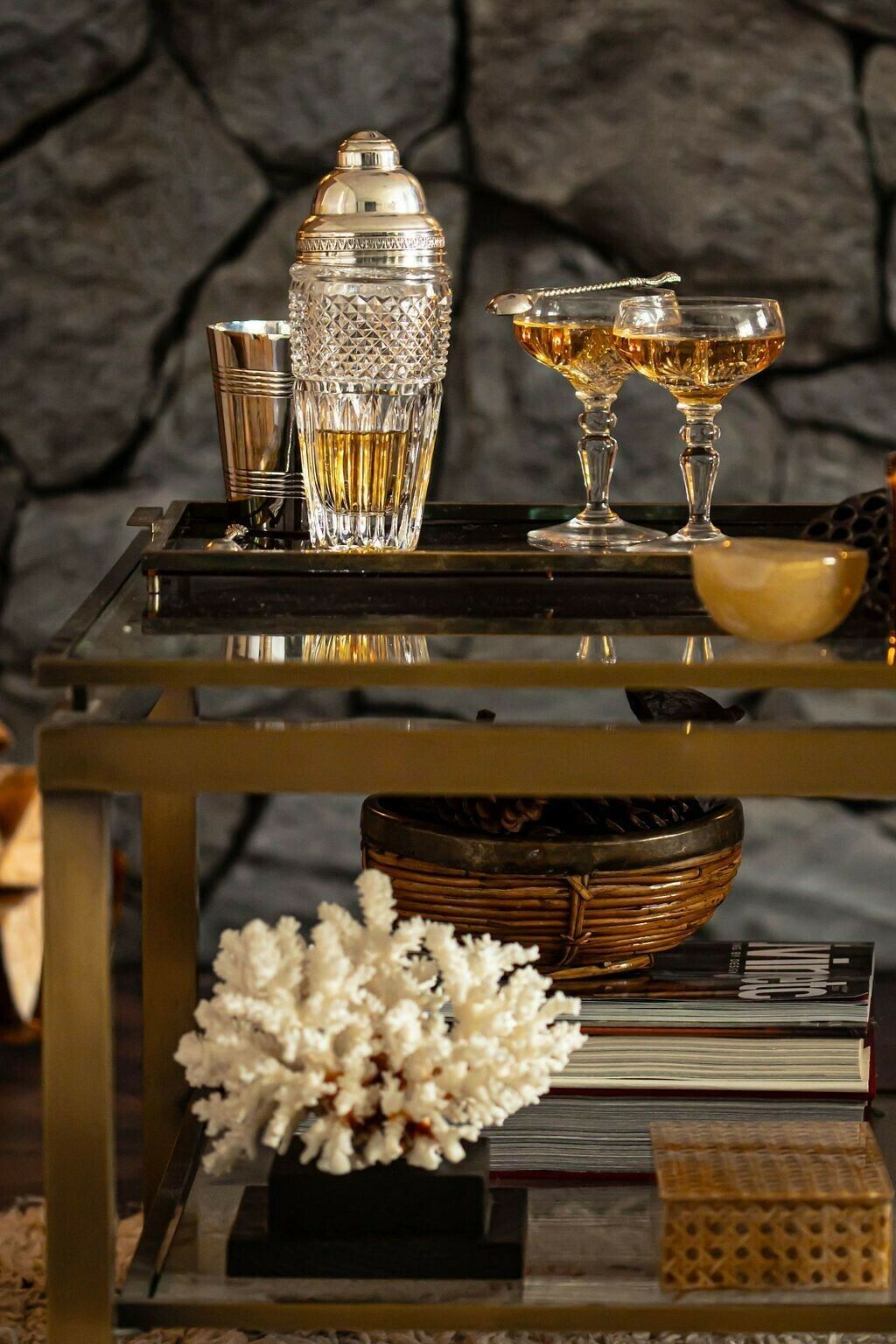 235.0 An Italian 1970s Woven Bamboo And Brass Bowl In The Style Of Gabriella Crespi photo