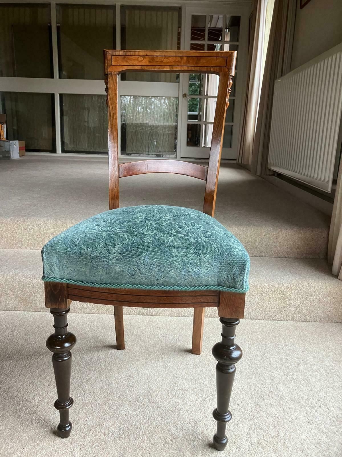 4 X Biedermeier Dining Chairs With Burl Onlay photo for sale