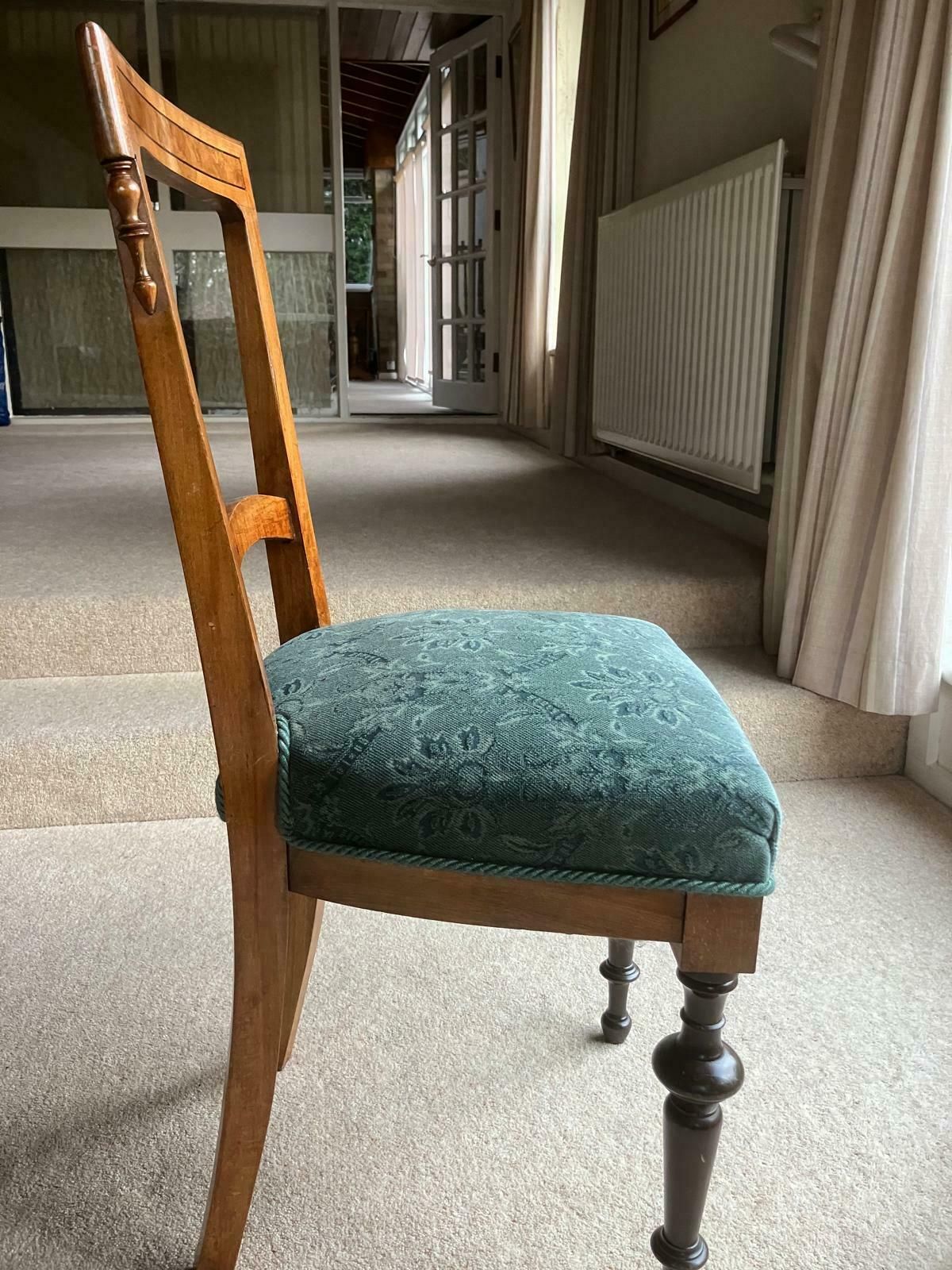 4 X Biedermeier Dining Chairs With Burl Onlay photo vinterior