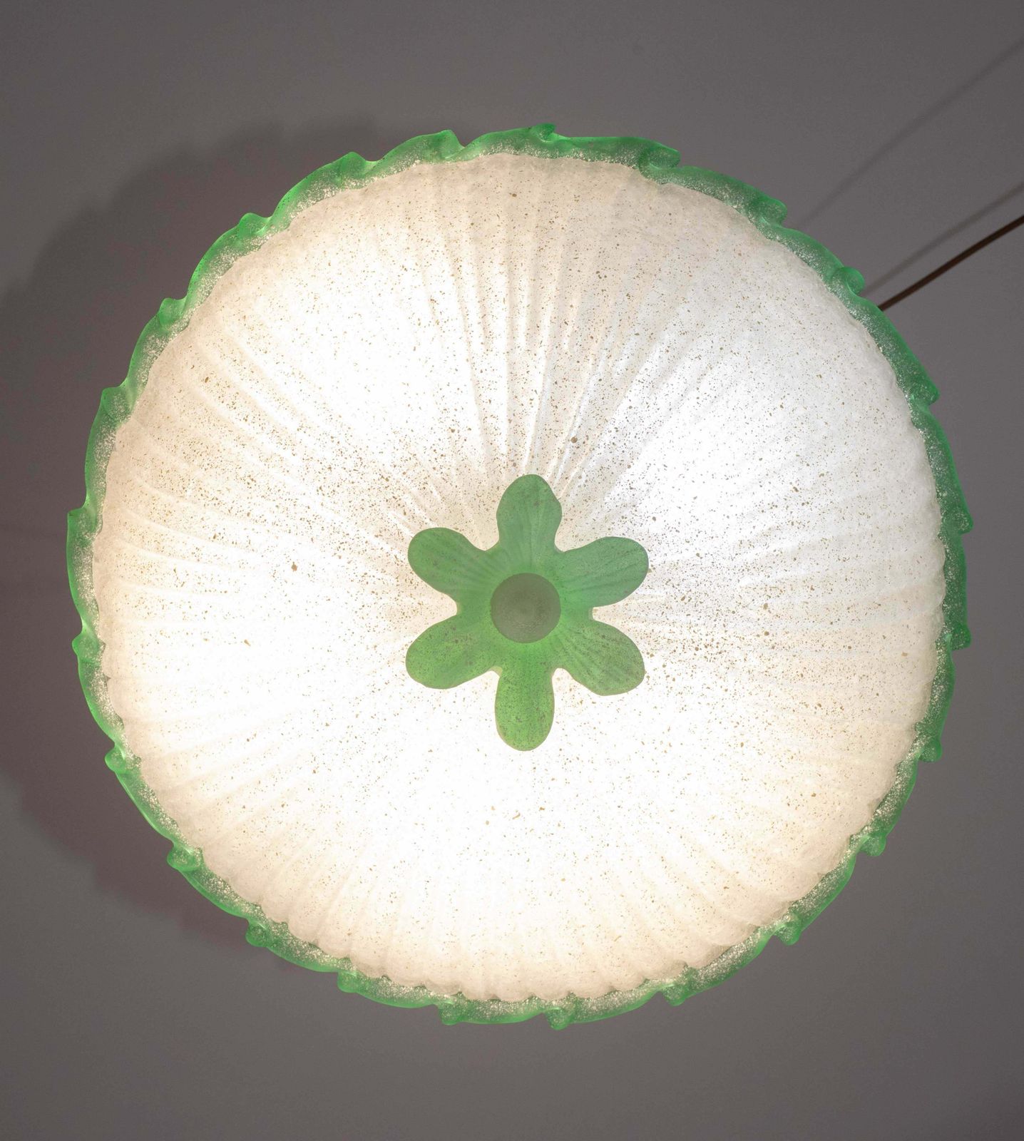 Lighting Elegant Large Size Italian Green And Murano Glass Ceiling Flower photo
