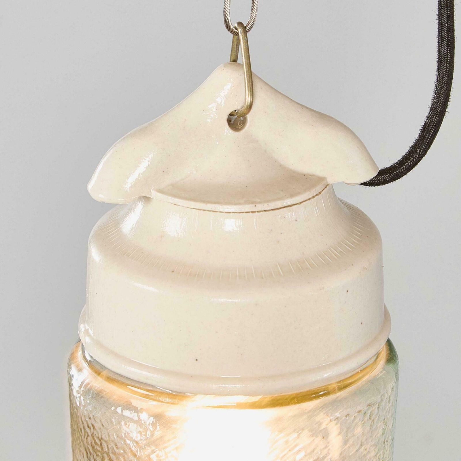 1950’s New Old Stock Ceramic Top Aqua Cylinder Pendant Lamp photo buy