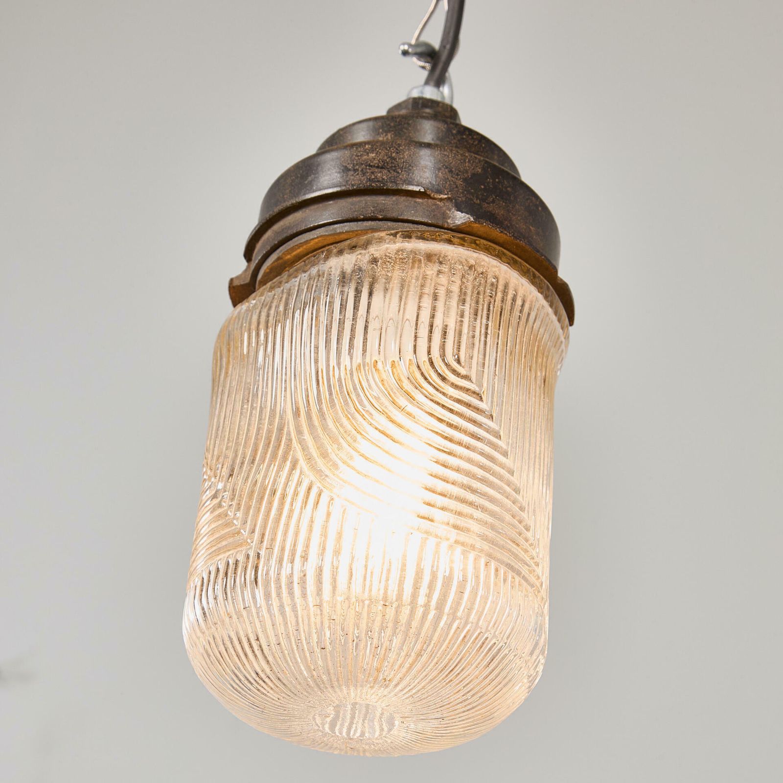 1950’s New Old Stock Striped Mottled Cylinder Pendant Lamps – Single Lamp photo vinterior