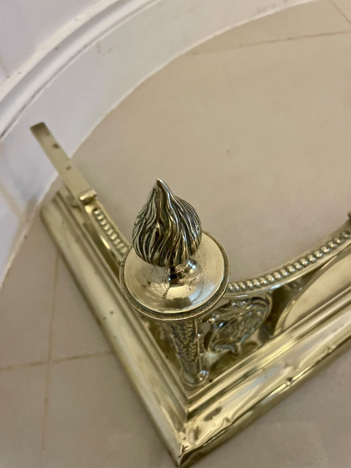 Antique 19th Century Quality Ornate Brass Fender photo for sale
