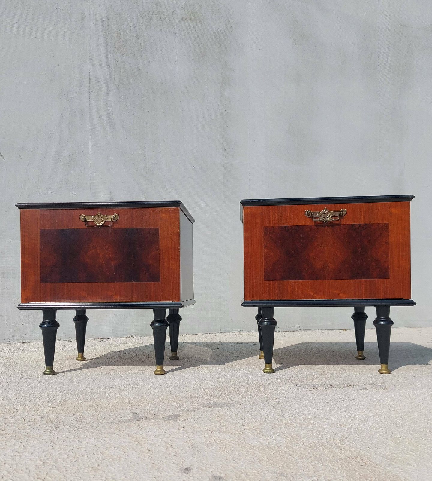 Retro Modern Nightstands/Retro Polished Night Tables/Pair/Mcm/Mid Century Nightstands/Vintage Bedside Tables/Vintage Night Tables/70's