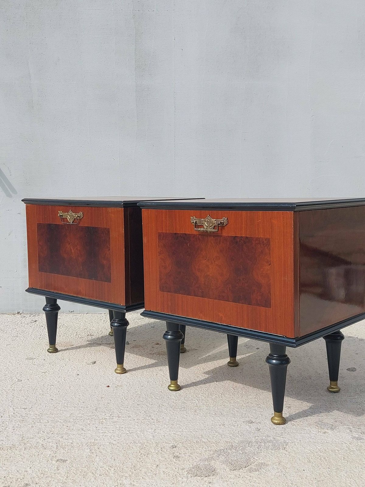Retro Modern Nightstands/Retro Polished Night Tables/Pair/Mcm/Mid Century Nightstands/Vintage Bedside Tables/Vintage Night Tables/70's photo for sale