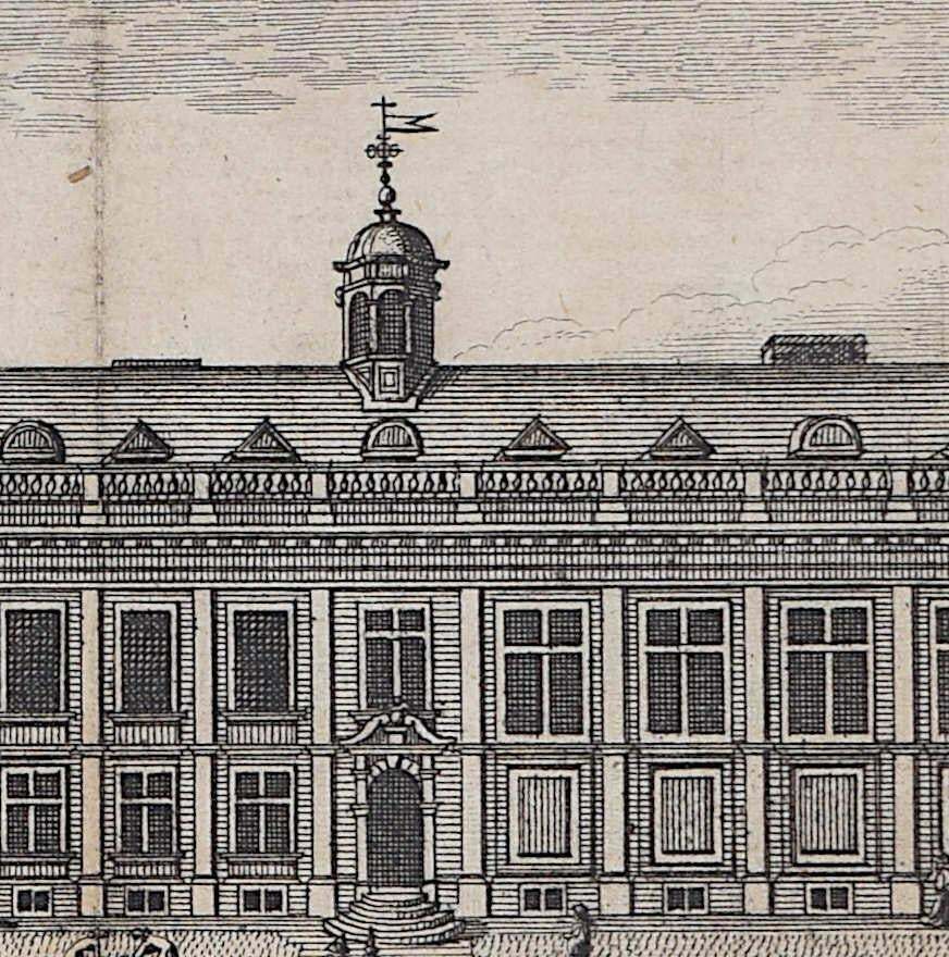 Pieter Van Der Aa, Clare College, Cambridge Engraving Pieter Van Der Aa After David Loggan 1727 photo furniture