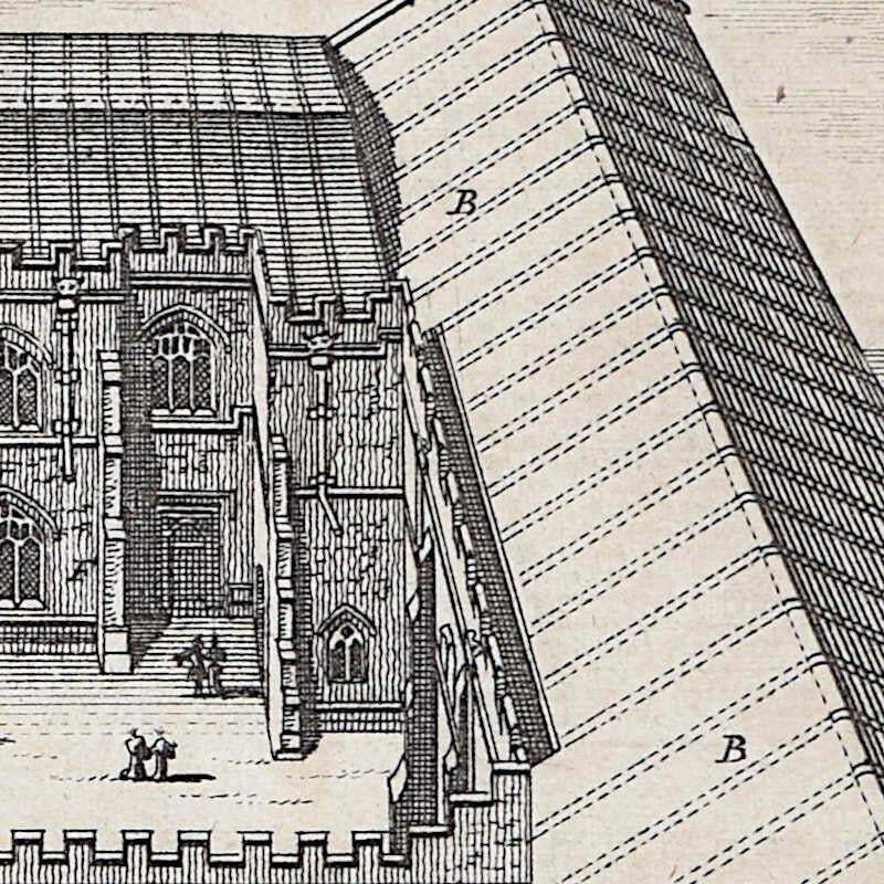 Pieter Van Der Aa, Library View, Cambridge Engraving Pieter Van Der Aa After David Loggan 1727 photo for sale
