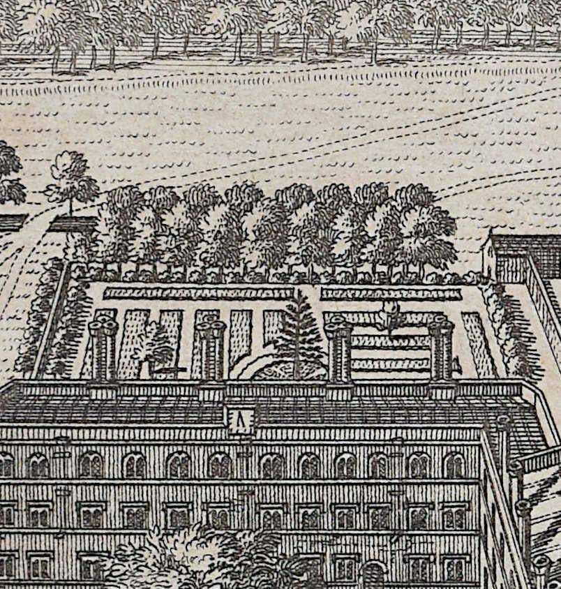 Pieter Van Der Aa, Jesus College, Cambridge Engraving Pieter Van Der Aa After David Loggan 1727 photo furniture