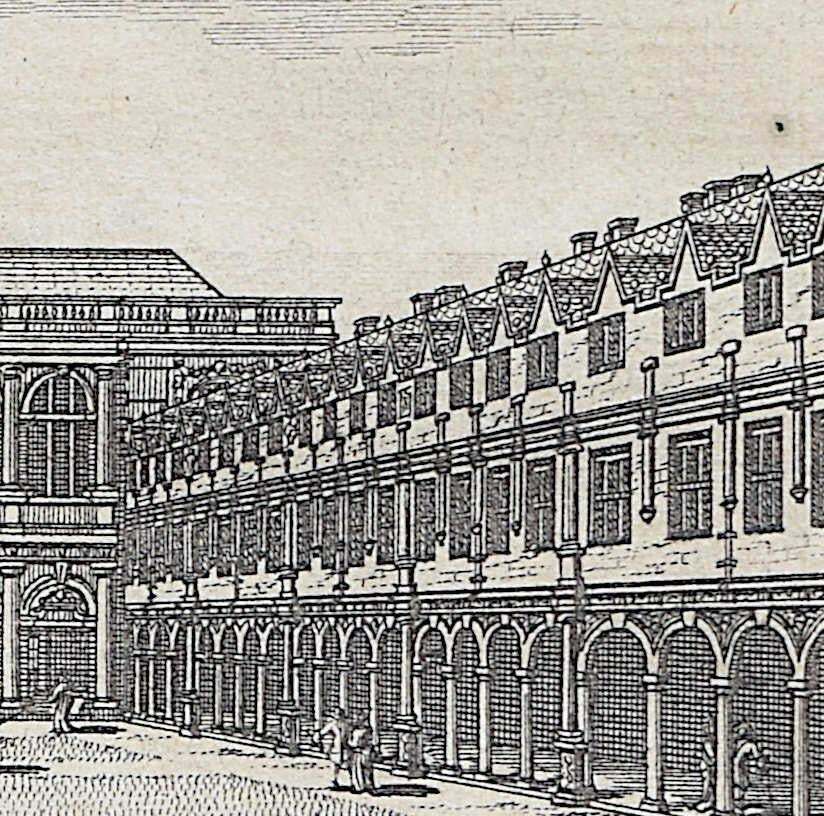 Pieter Van Der Aa, Trinity College, Cambridge Engraving Pieter Van Der Aa After David Loggan, 1727, II photo for sale