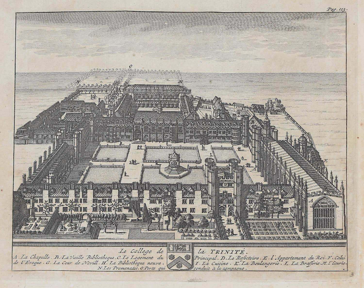 Pieter Van Der Aa, Trinity College, Cambridge Engraving Pieter Van Der Aa After David Loggan, 1727, IV