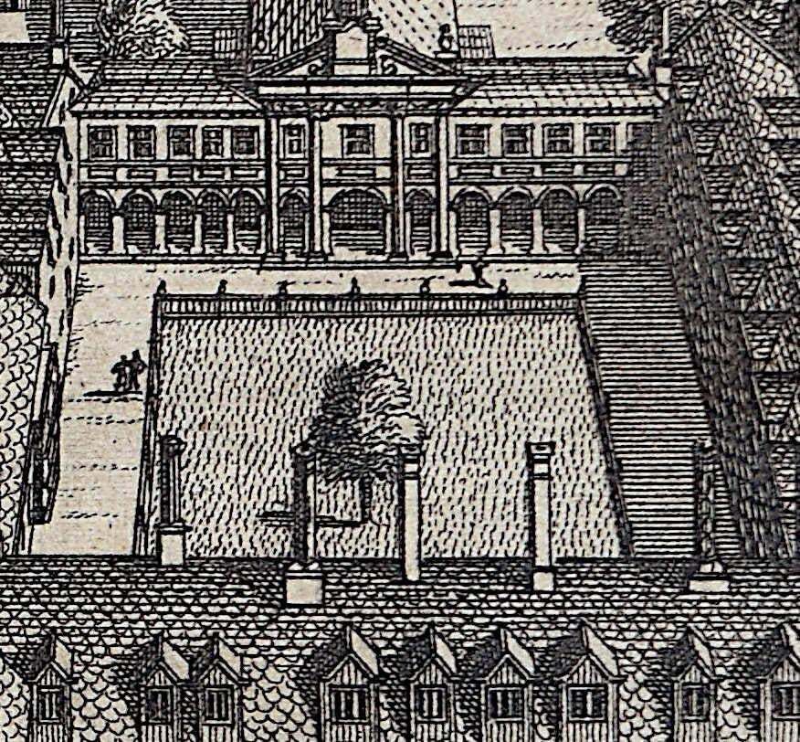 Pieter Van Der Aa, Emmanuel College, Cambridge Engraving Pieter Van Der Aa After David Loggan Ii1727 photo for sale