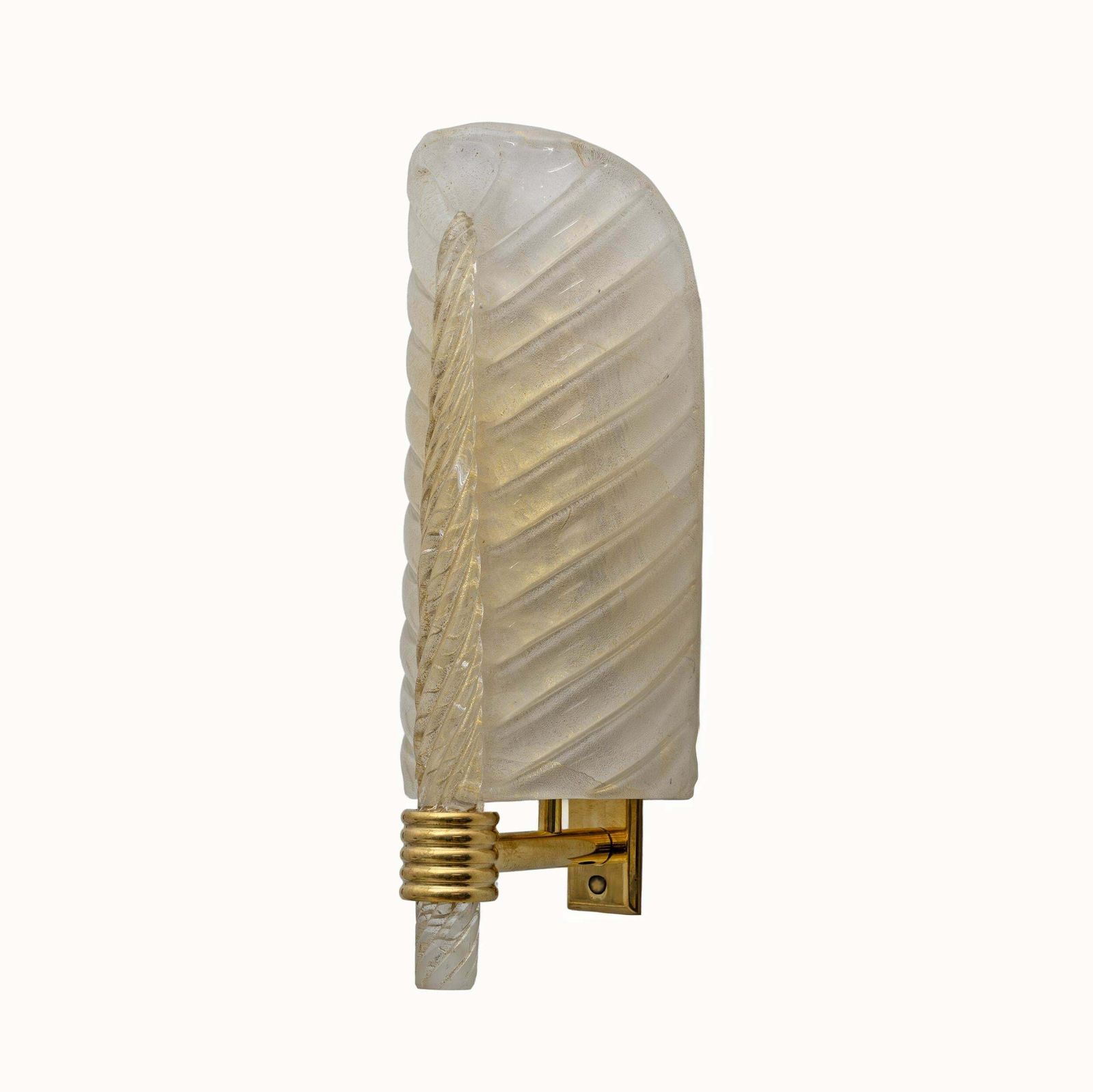 Pair Of Barovier & Toso Style Mid Century Modern Murano Glass Gold Leaf Sconces photo vintage