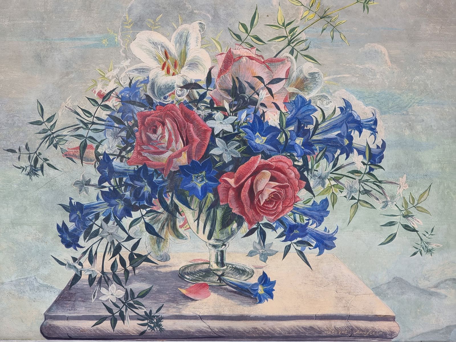 A Mid Century Still Life Tempera Painting By Stuart Armfield R.A Circa 1950 photo Art