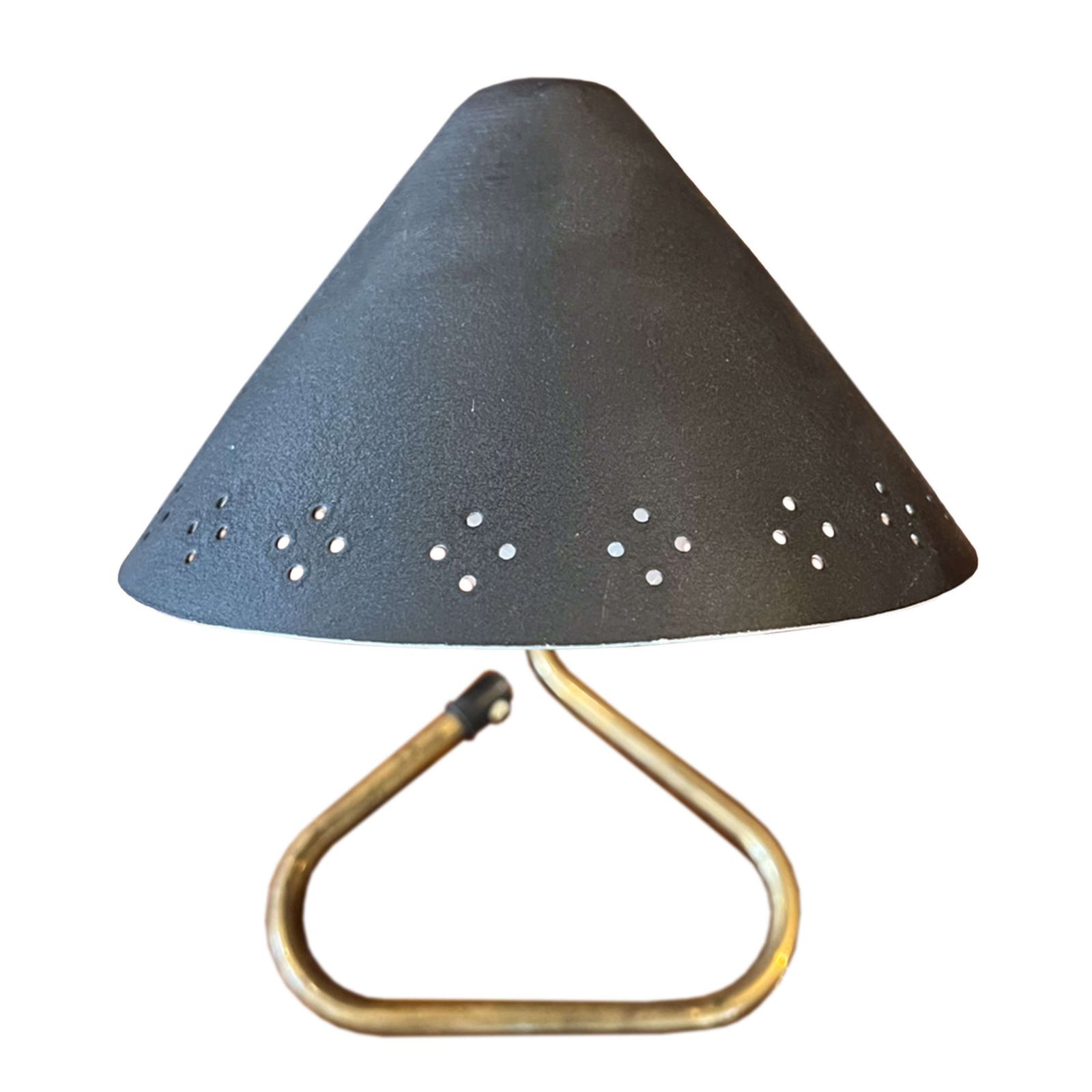 Pair Of Midcentury Table Lamps With Black Pierced Shades By Erik Wärnå photo furniture