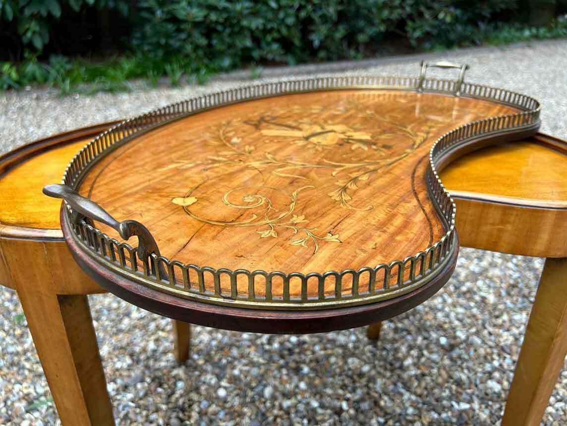 19th Century Inlaid Satinwood Tray On Stand photo vintage