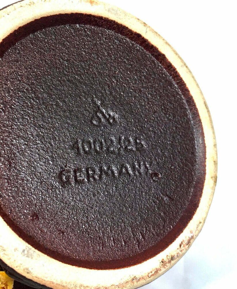 Vintage Large West German Pottery Fat Vase / Jug Red & Brown 1970's Retro photo vinterior