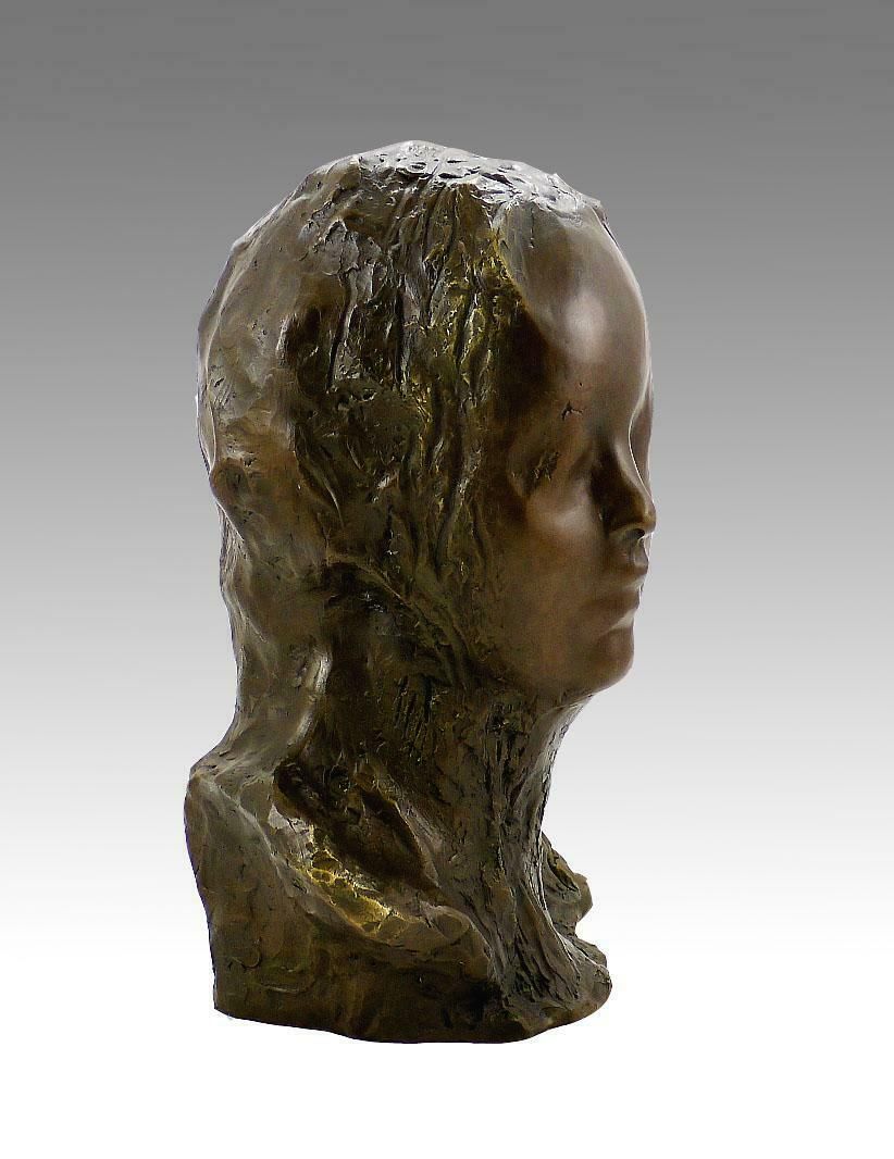 Sculpture Of A Female Bust In Patinated Bronze, Contemporary Art, 21st Century. photo Art