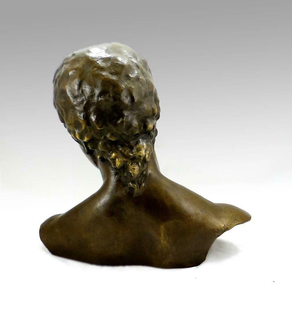 Sculpture Of A Tilted Face In Patinated Bronze, Contemporary Art, 21st Century. photo 3068.0