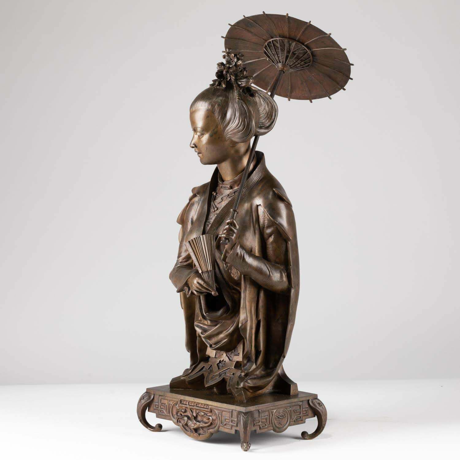Sculpture In Patinated Bronze By Auguste Lalouette, Napoleon III Period. photo vintage