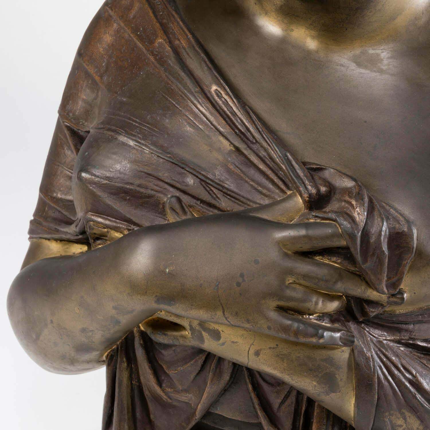 photo for sale Sculpture Of The Bust Of Madame Récamier, Patinated Bronze, Napoleon III Period.