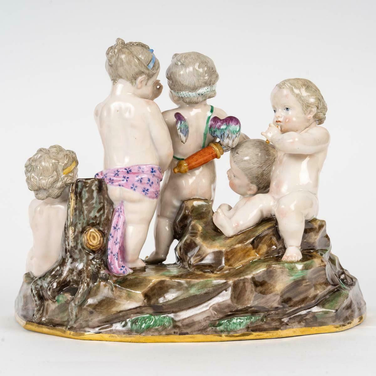 Sculpture, Group In Meissen Porcelain, 19th Century, Napoleon III Period. photo 5077.0