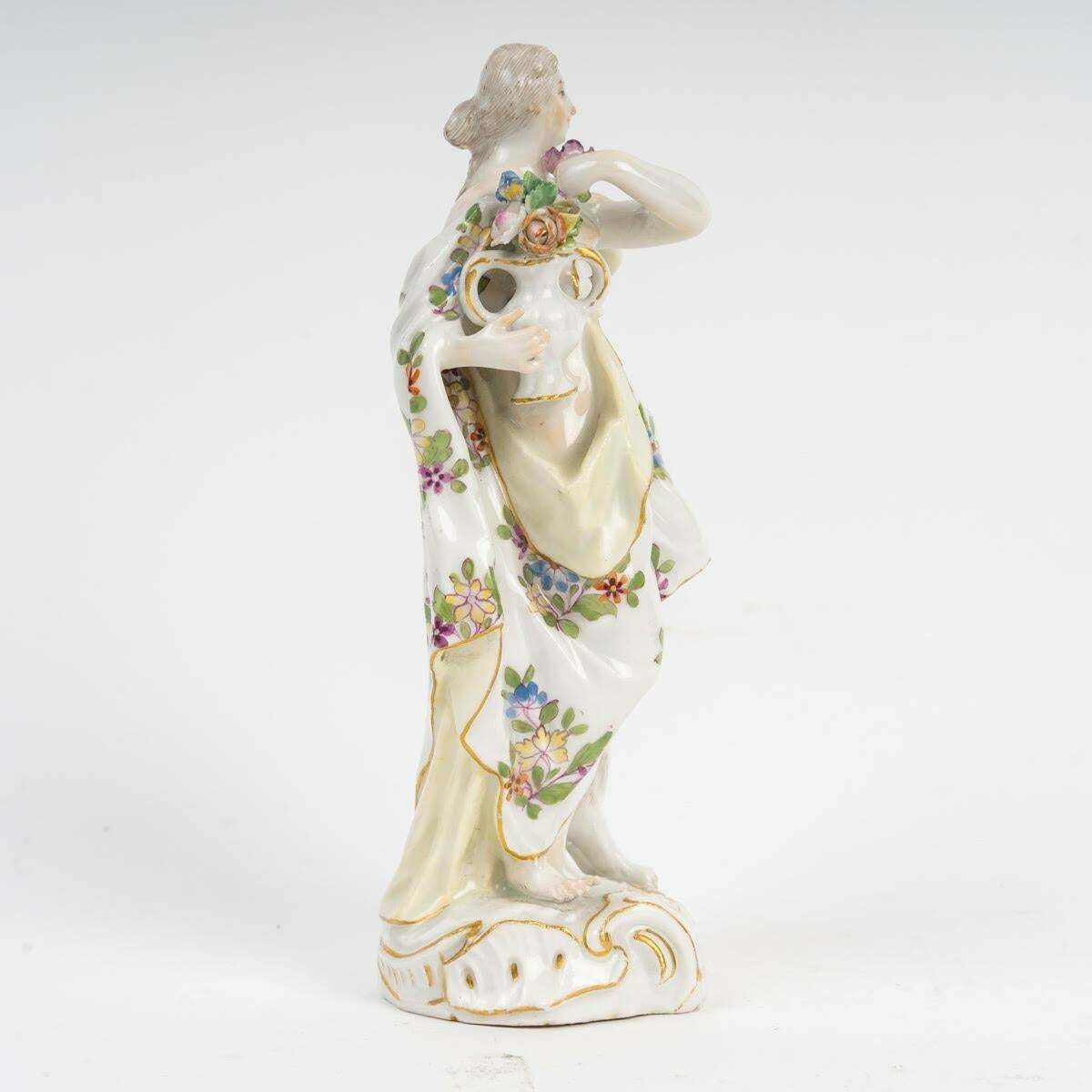 An 18th Century Meissen Porcelain Sculpture Of An Elegant Woman, Louis XV Period photo for sale