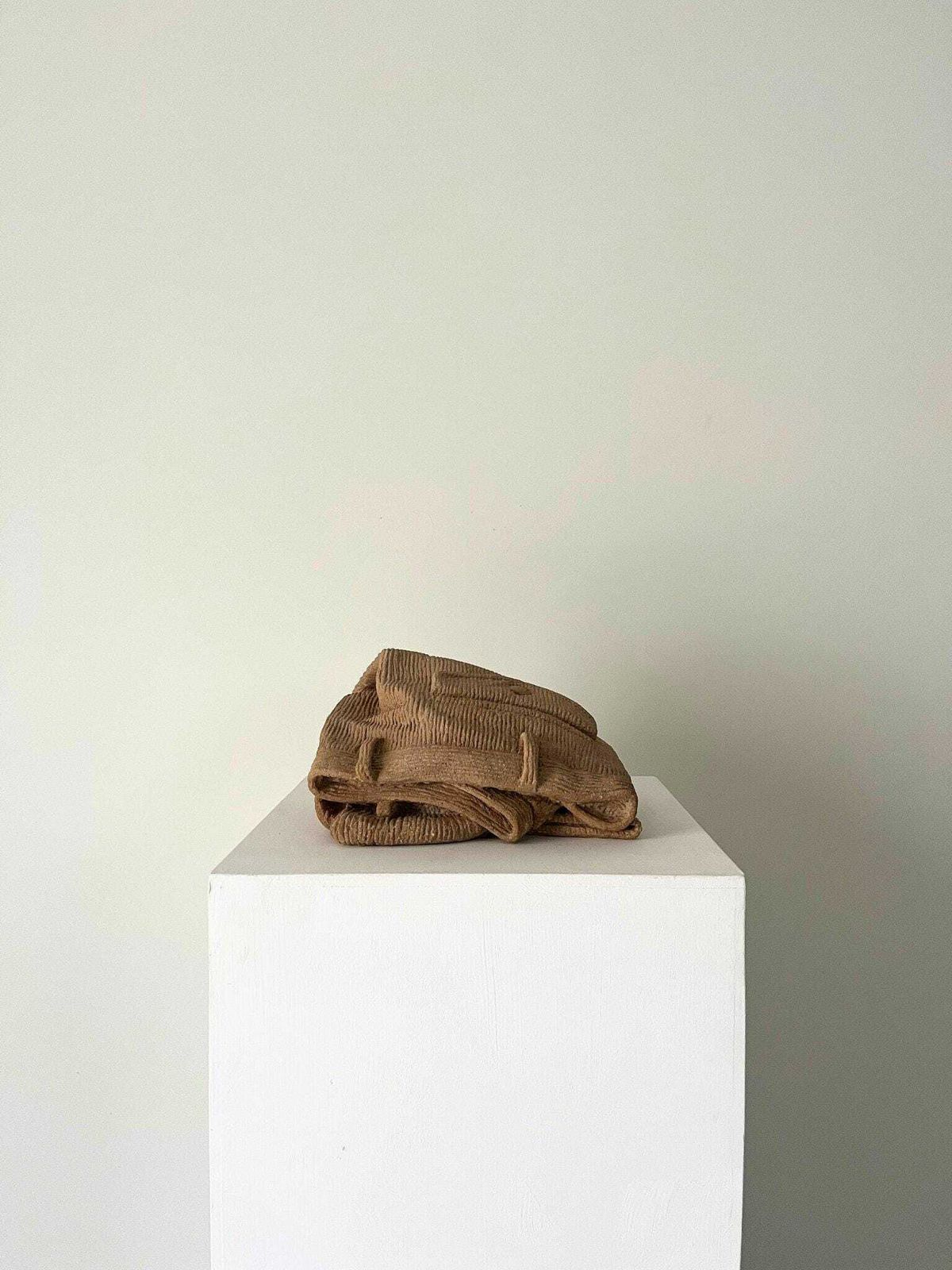 Hand Carved Contemporary Stone Sculpture Of A Pair Of Folded Trousers, Bedroom, Dressing Room Decoration photo Art