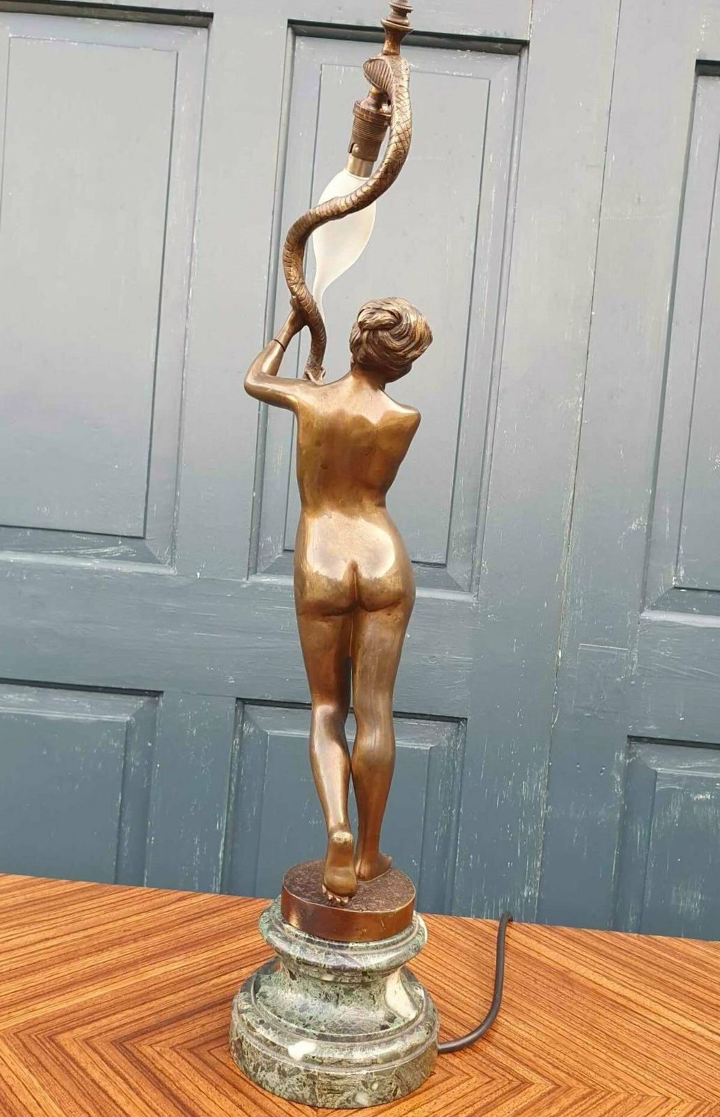 Art Nouveau Bronze Nude Snake Dancer Lamp   Dominique Van Den Bossche photo buy