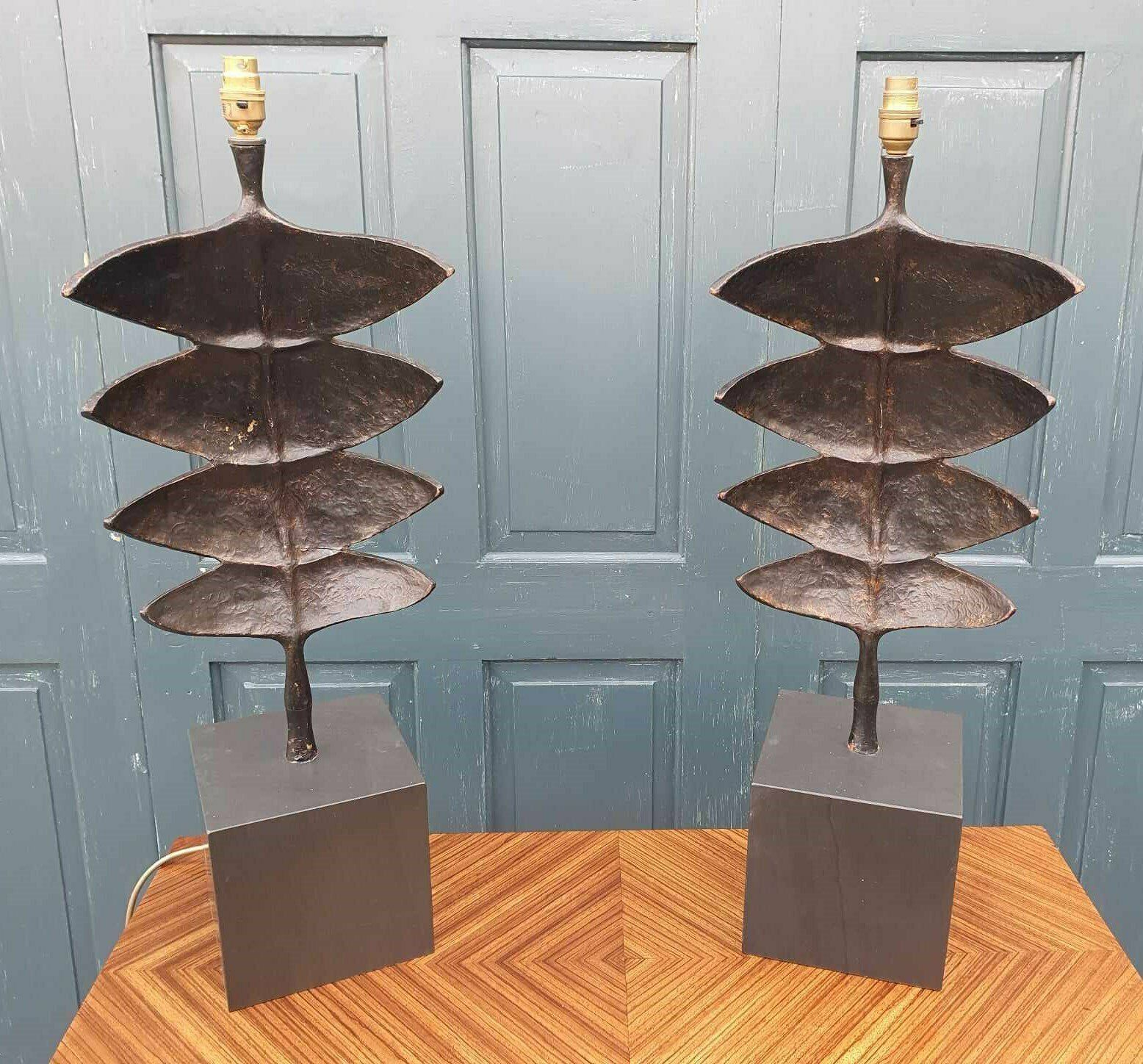 Pair Of Porta Romana "Giacometti Leaf Lamps" photo furniture