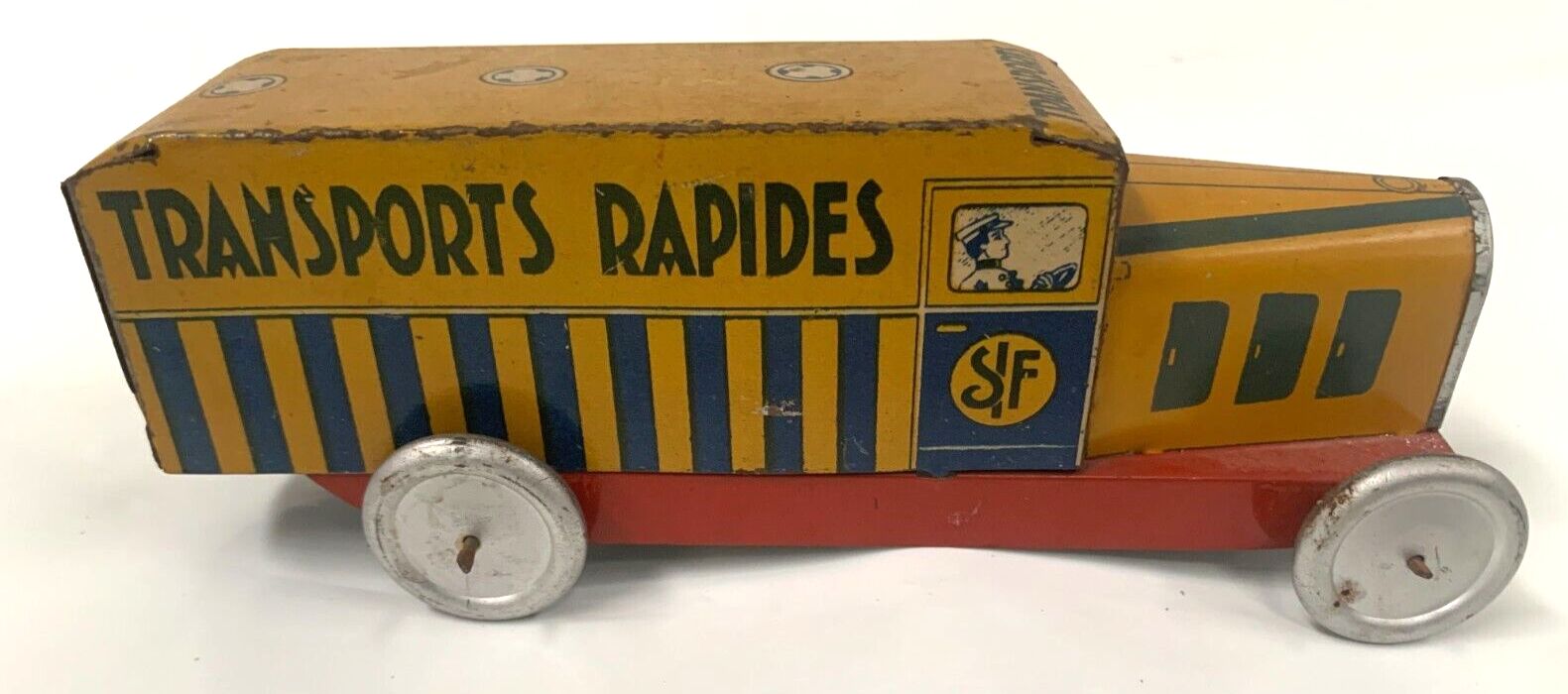 Antique Painted Canvas Toy "Transport Truck" 20th Century photo vinterior