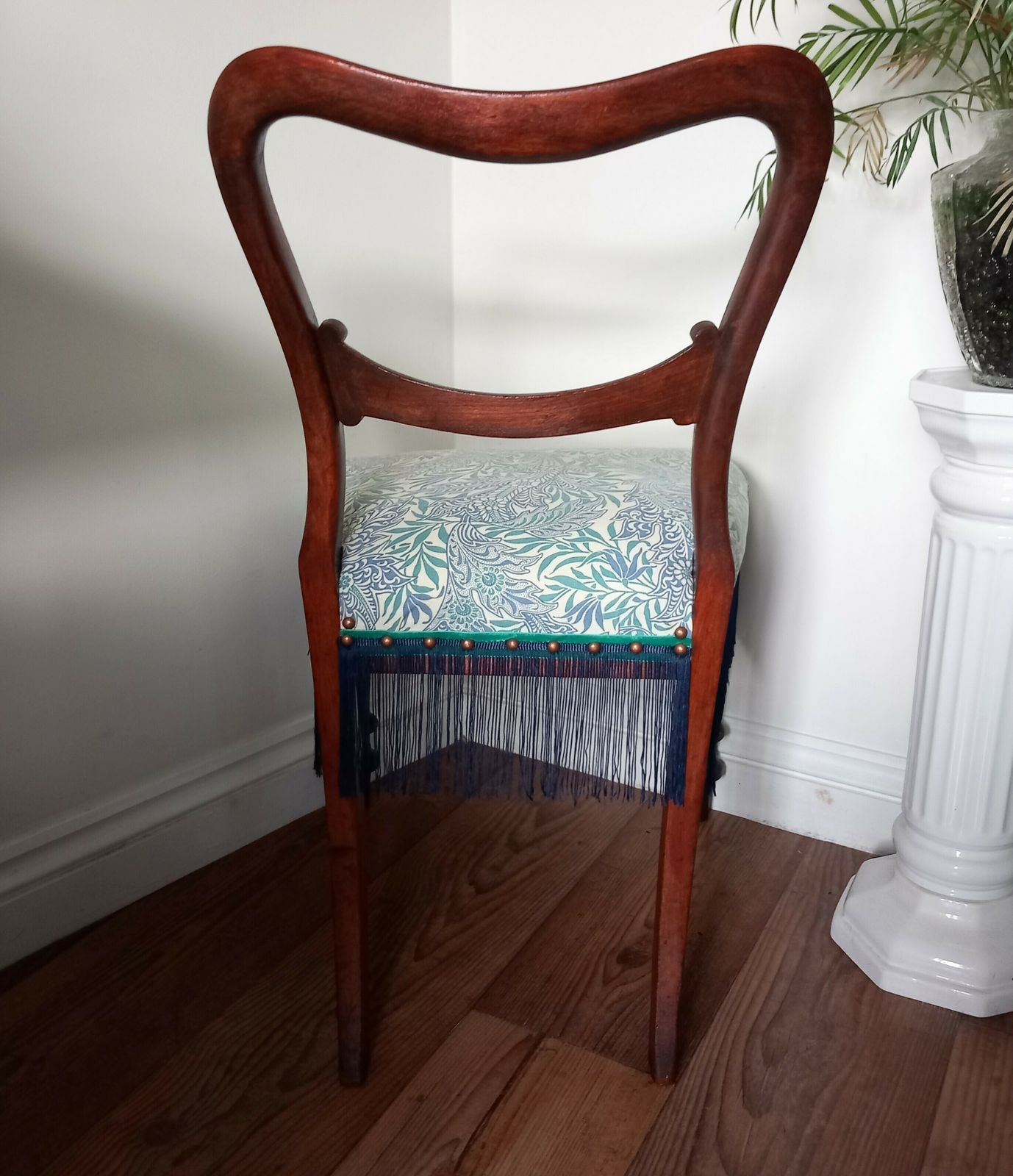 Victorian Balloon Back Chair Reupholstered With Blue Conran Habitat Medura Fabric photo 160.0