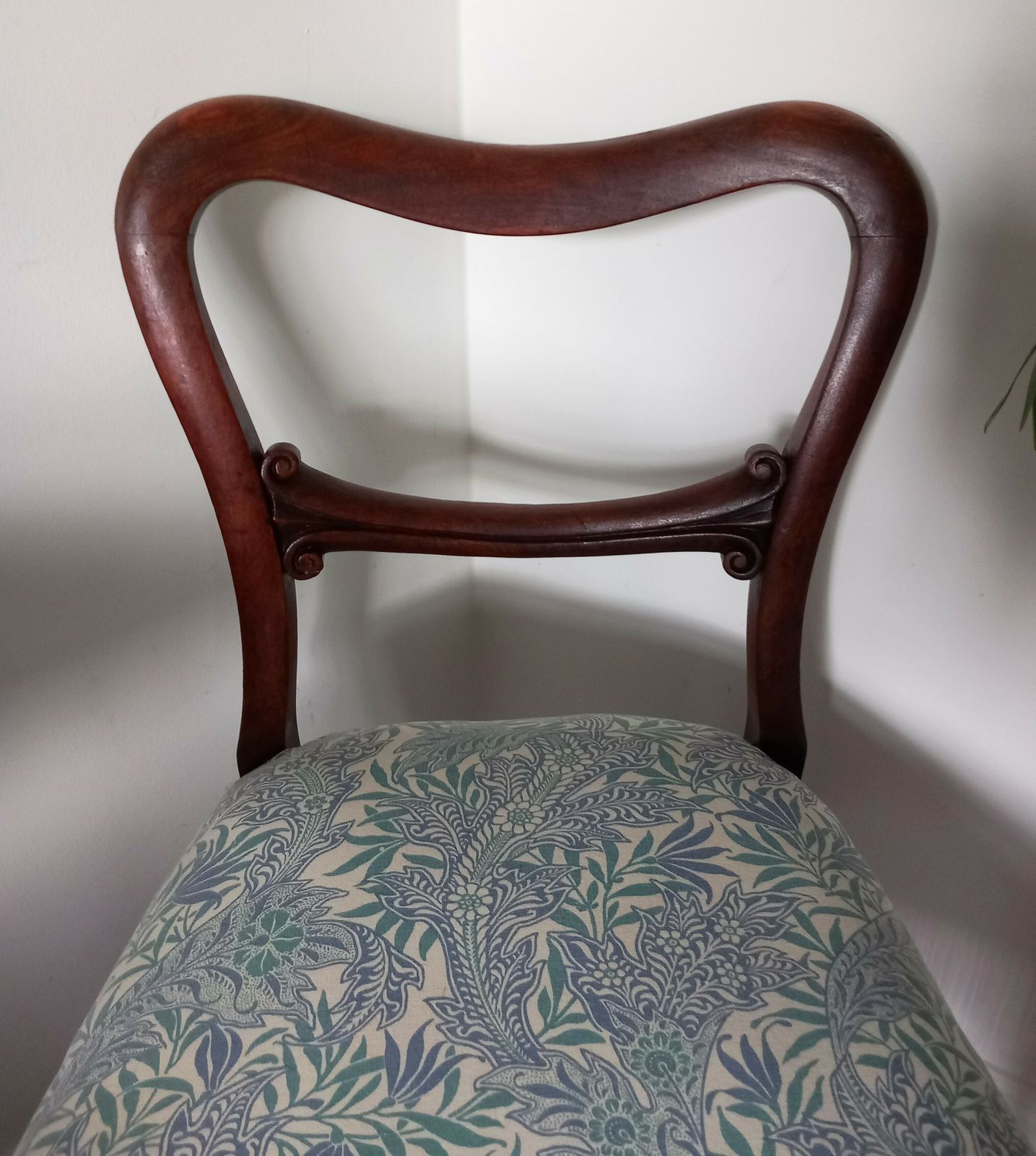 Victorian Balloon Back Chair Reupholstered With Blue Conran Habitat Medura Fabric photo vintage