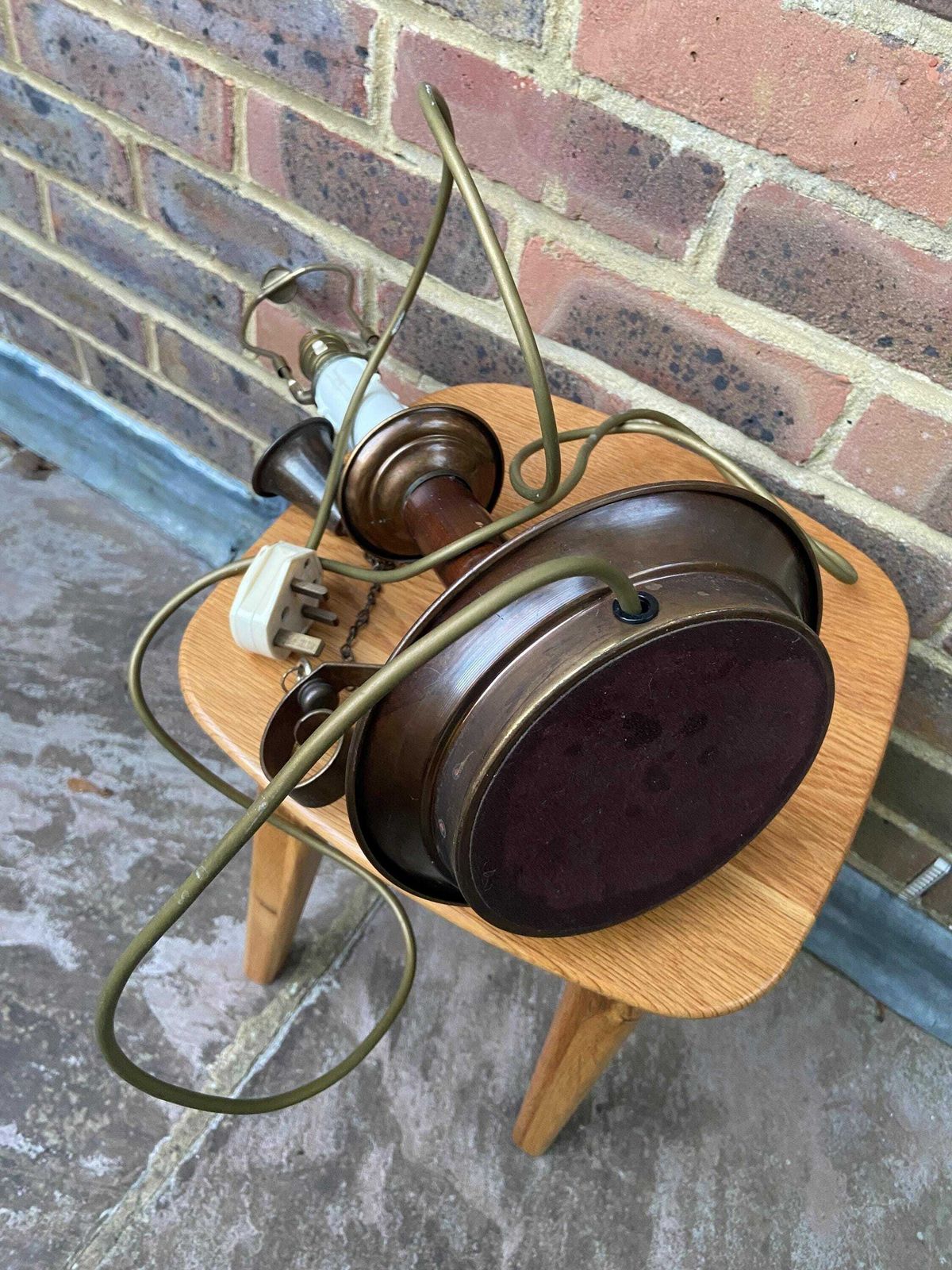photo for sale Large 1970s Mock Candlestick And Holder Lamp   Metal, Plastic And Wood, Working