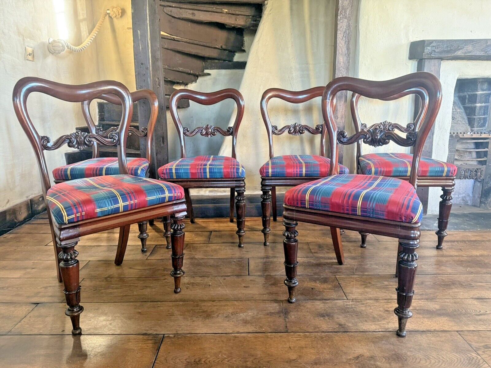 English Antique Matching Drop In Regency Balloon Back Dining Chairs Set Of 6! photo 899.0