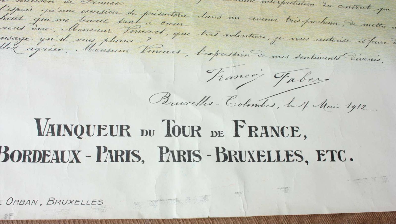 Saphir Cycles Poster. Francois Faber. Dunlop Bike Tyres Tour De France. photo buy