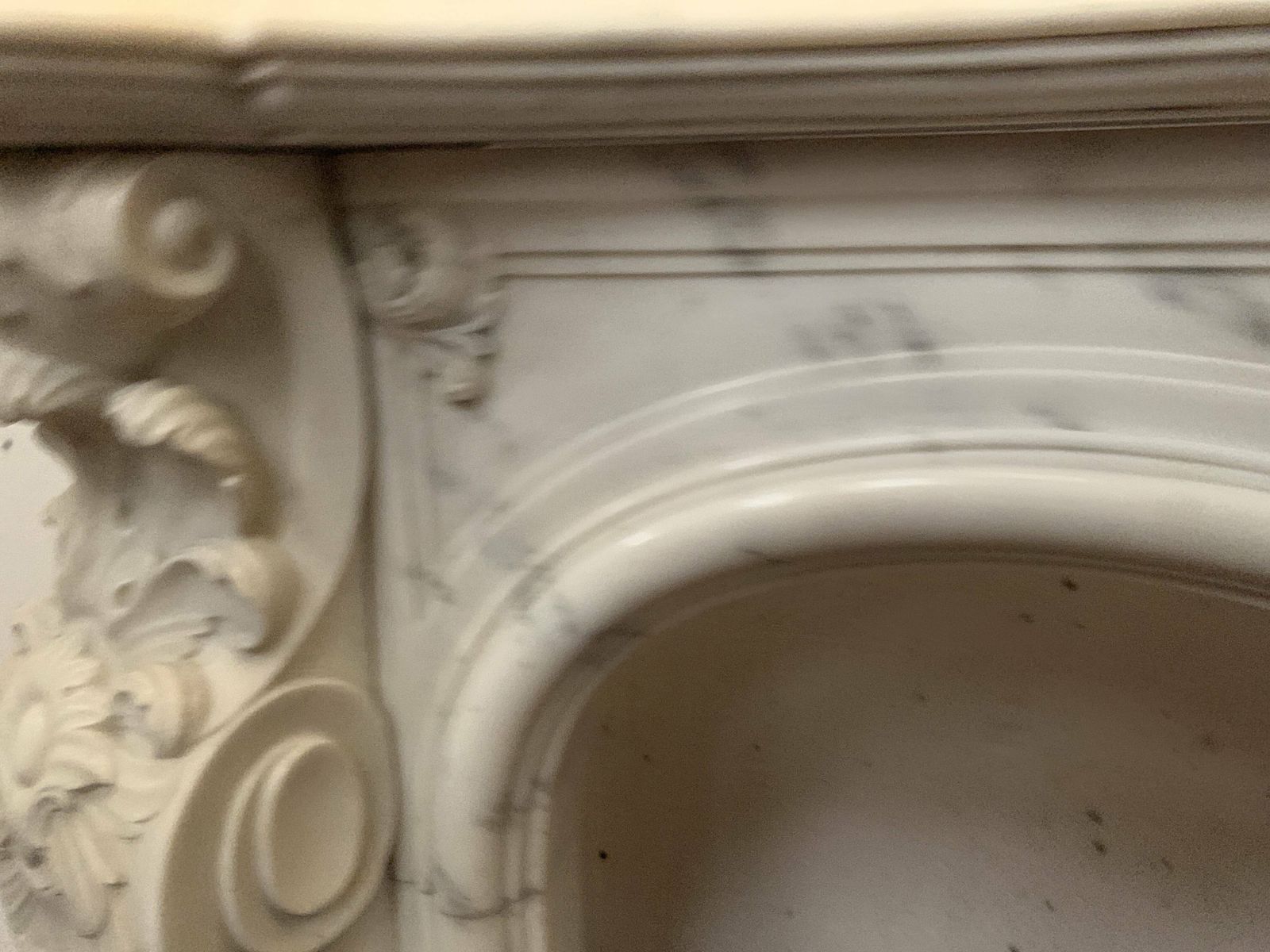 photo buy Louis XV Style Fireplace In White Carrara Marble, 19th Century