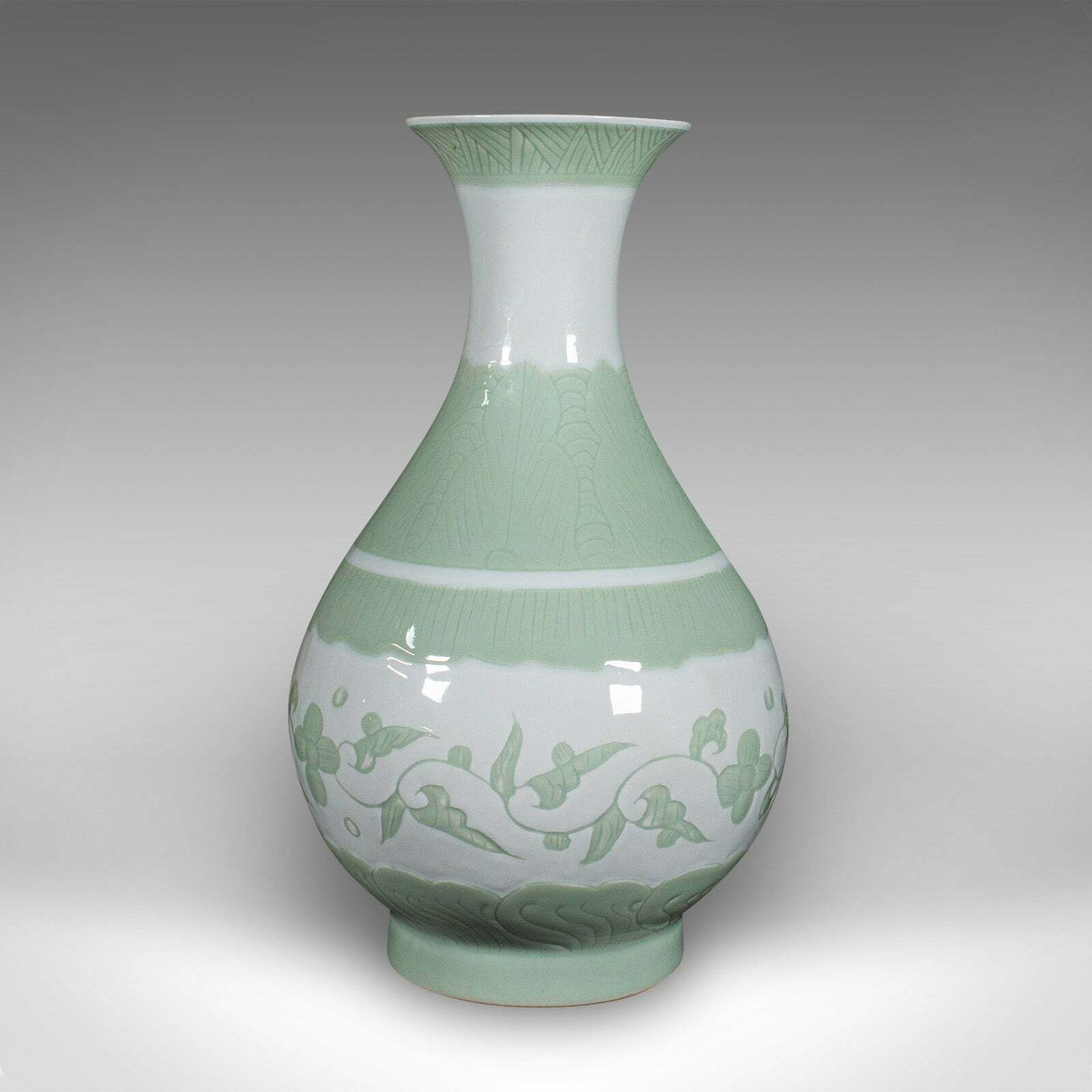 Large Antique Baluster Flower Vase, Chinese, Celadon Ceramic, Bouquet, Victorian photo Home Decor