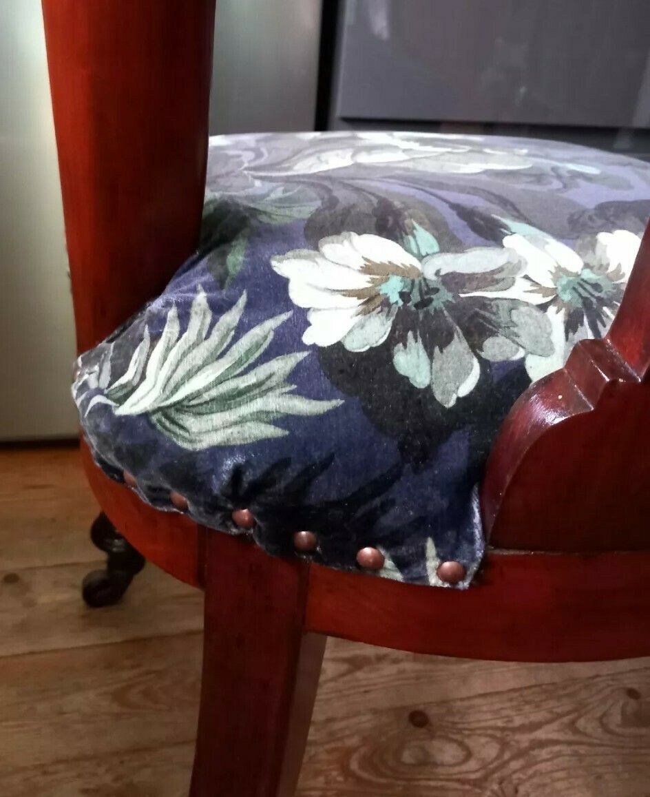 photo for sale Victorian Mahoganay Solid Wood Chair With Blue House Of Hackney Velvet Limerence Fabric
