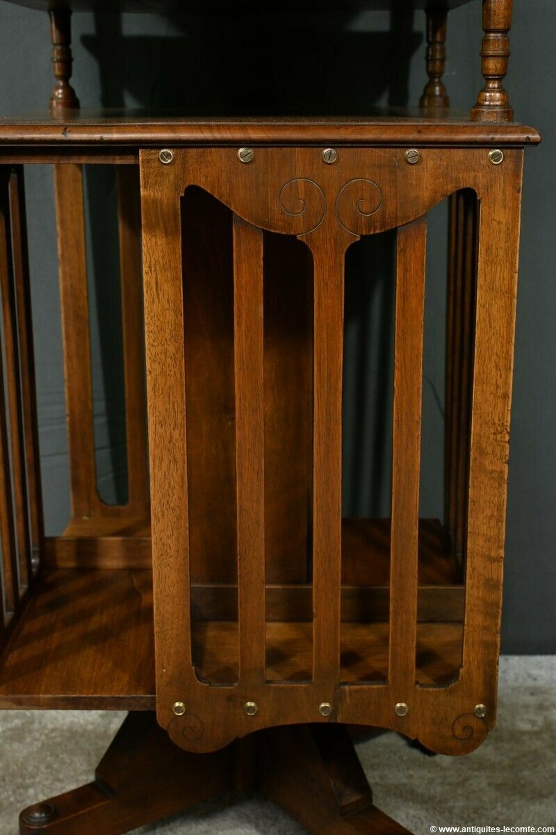 Furniture Revolving Walnut Bookcase, Stamped G.Lancelin – 1900 photo
